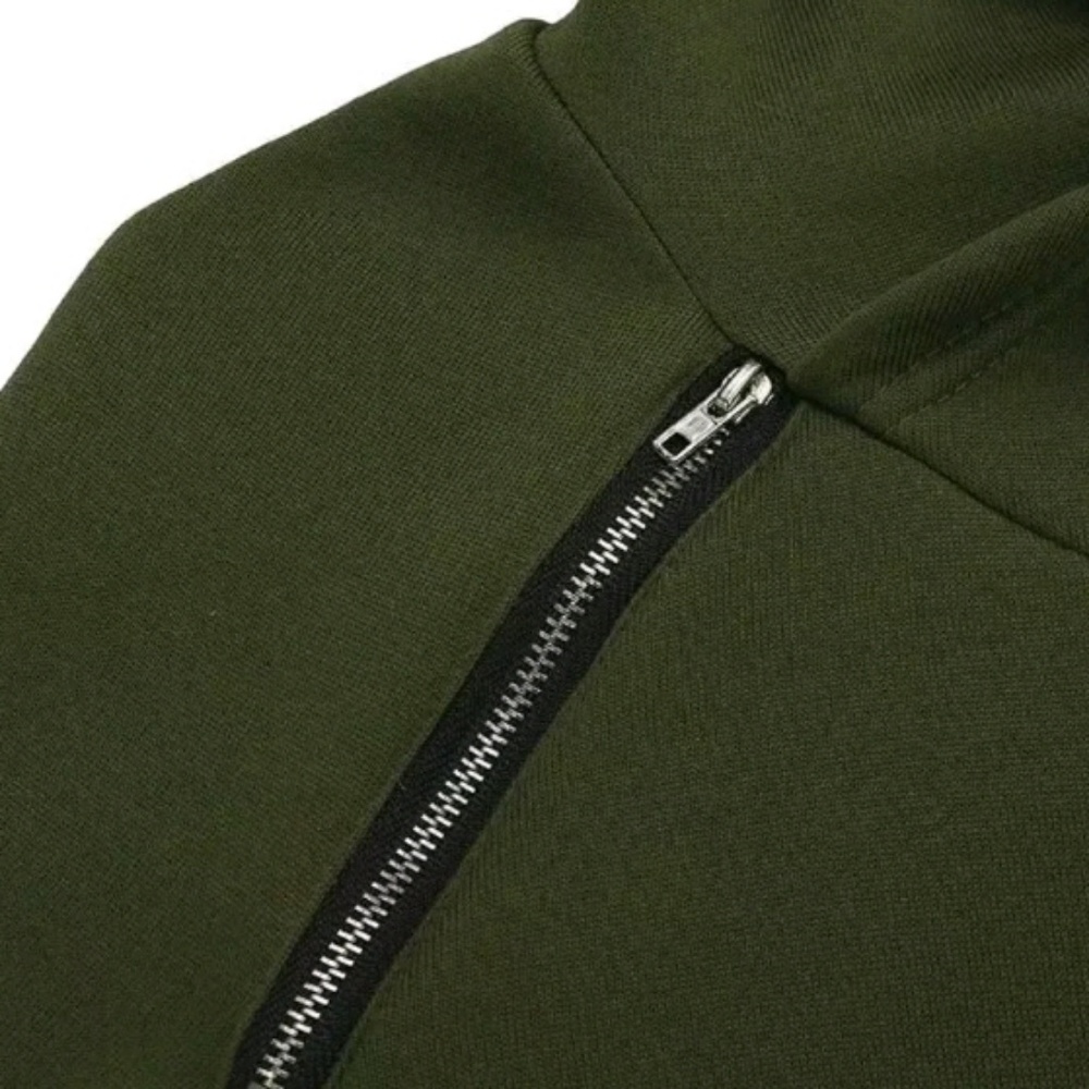 Long Sleeve Hooded Pockets Casual Mini Dress Green - Picture 3 of 4